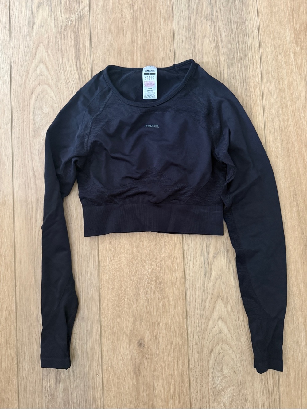 Gymshark Black Long Sleeve Cropped Athletic Top